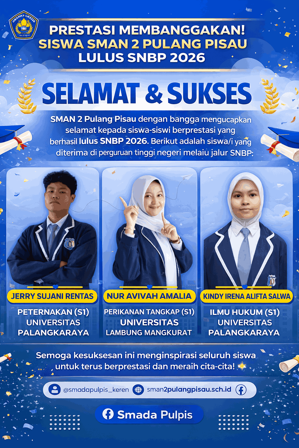 🎓 Kabar Membanggakan! Siswa SMAN 2 Pulang Pisau Lulus SNBP 2026